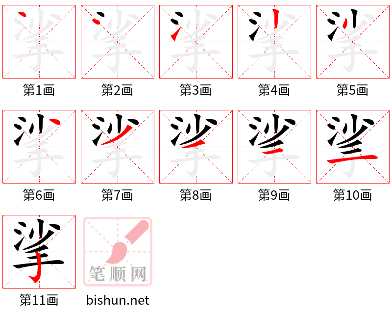 挲 笔顺规范