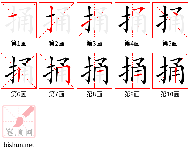 捅 笔顺规范