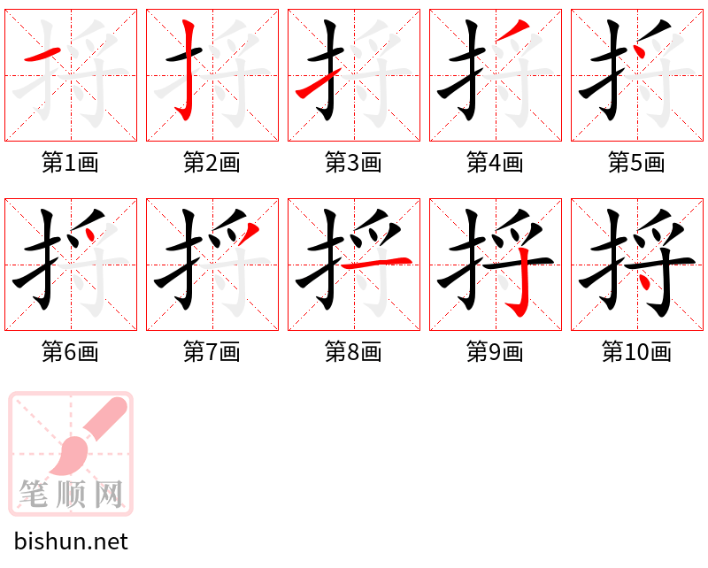 捋 笔顺规范