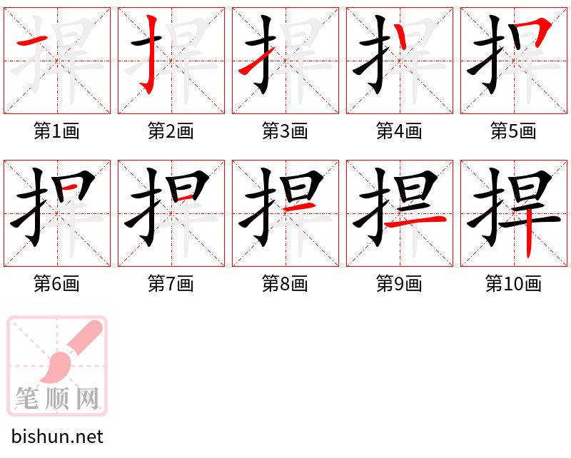 捍 笔顺规范