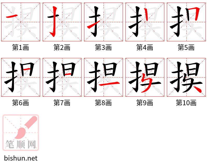 捑 笔顺规范