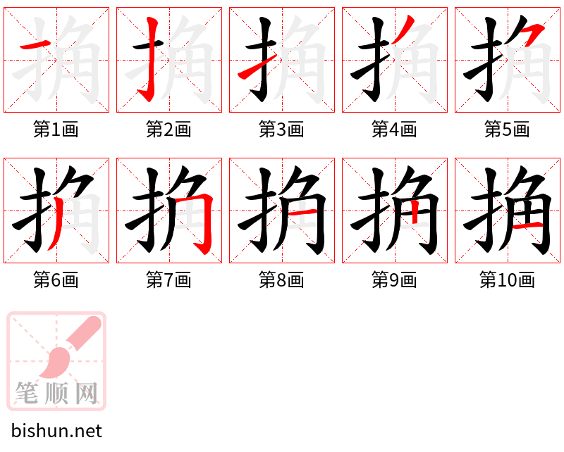 捔 笔顺规范