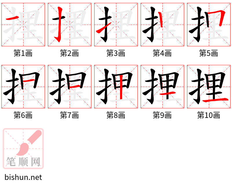 捚 笔顺规范