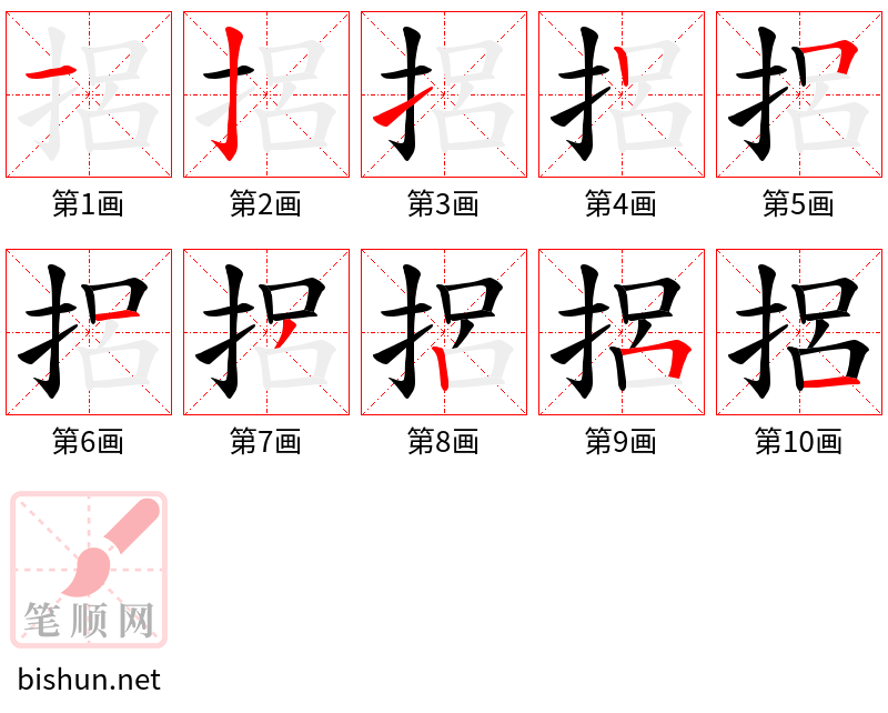 捛 笔顺规范