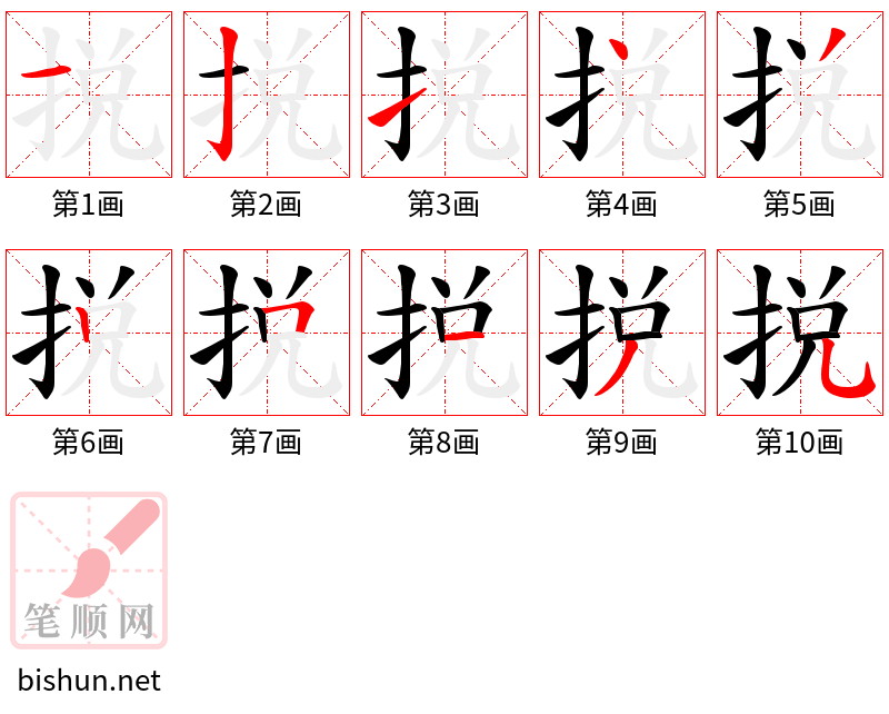 捝 笔顺规范