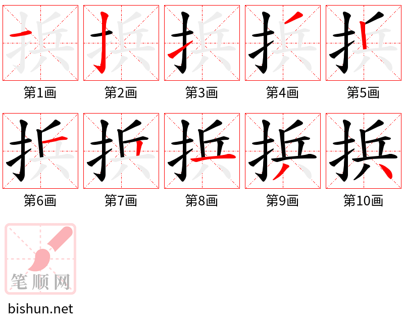 捠 笔顺规范