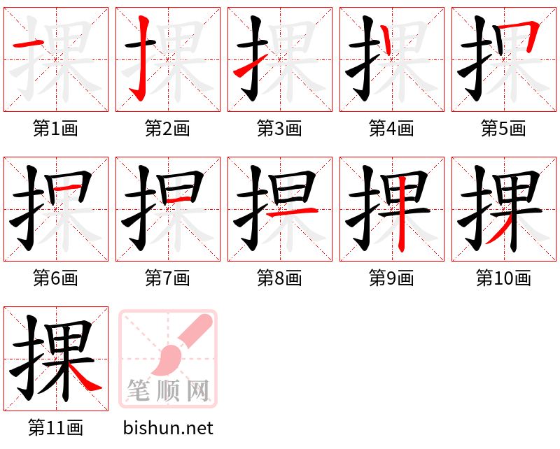 捰 笔顺规范