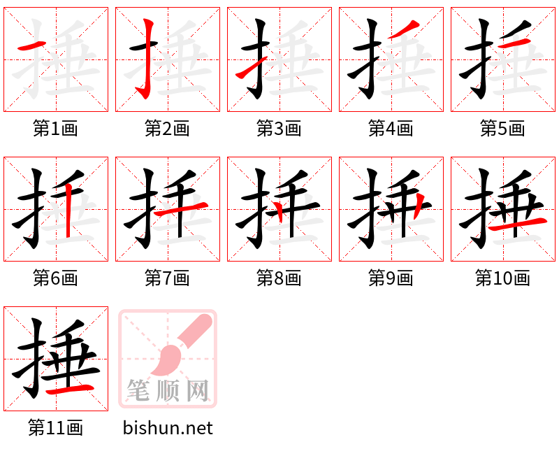 捶 笔顺规范