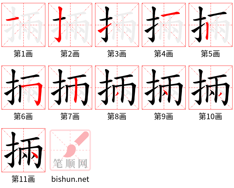 掚 笔顺规范