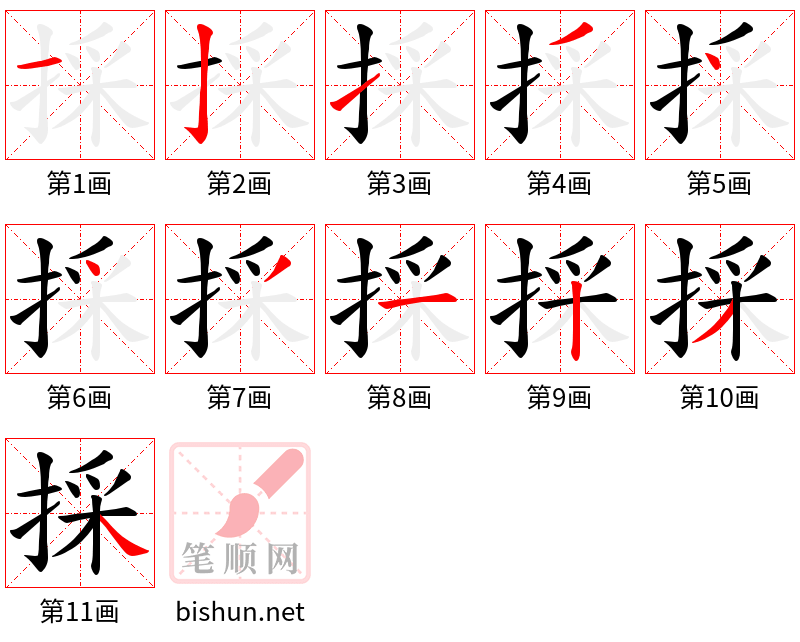 採 笔顺规范