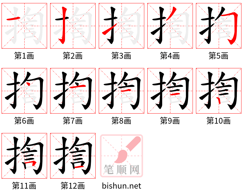 揈 笔顺规范