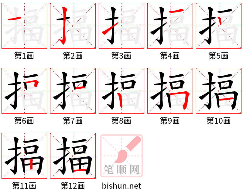 揊 笔顺规范