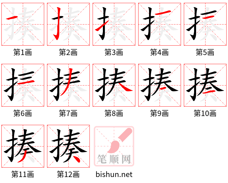 揍 笔顺规范