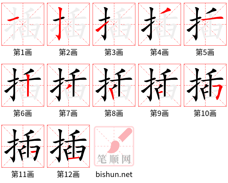 插 笔顺规范