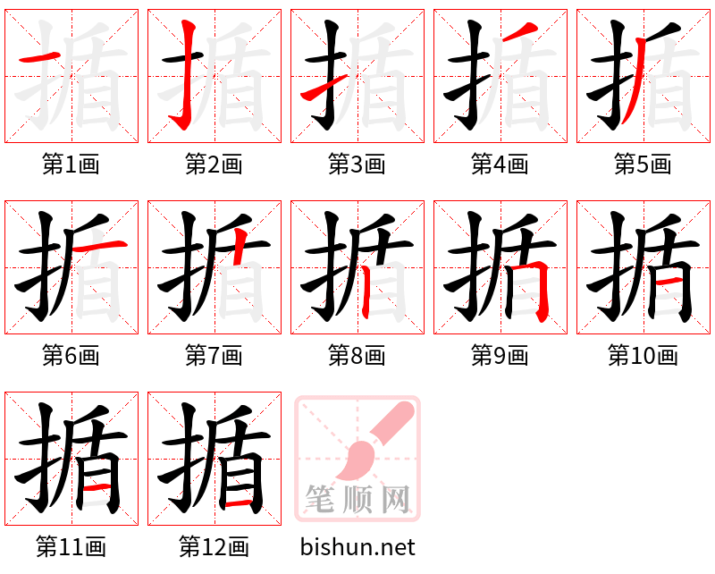 揗 笔顺规范