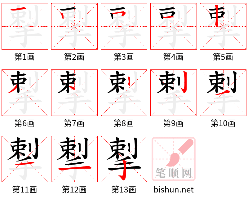 揧 笔顺规范