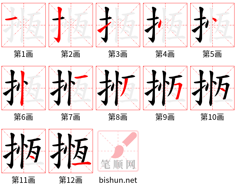 揯 笔顺规范