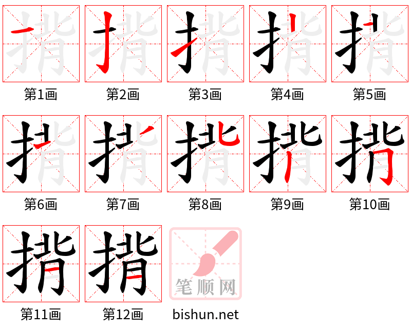 揹 笔顺规范