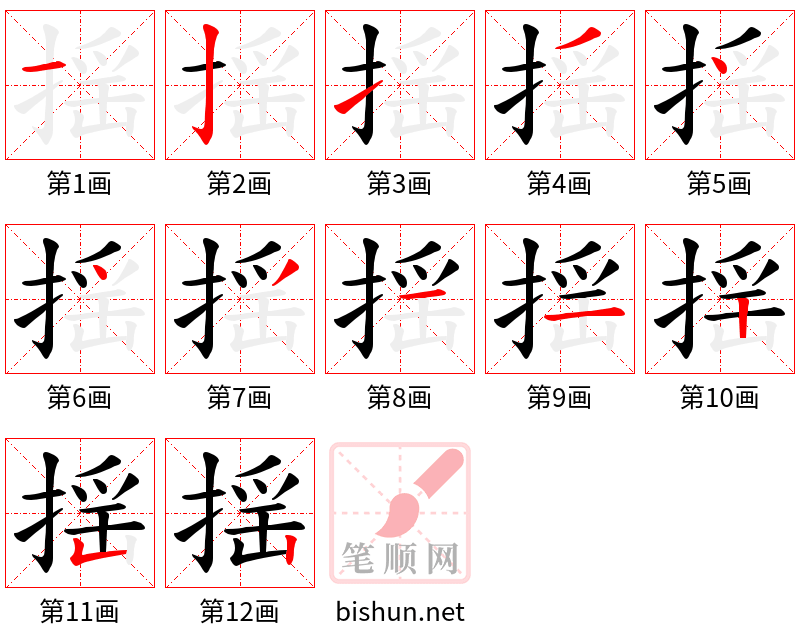 揺 笔顺规范