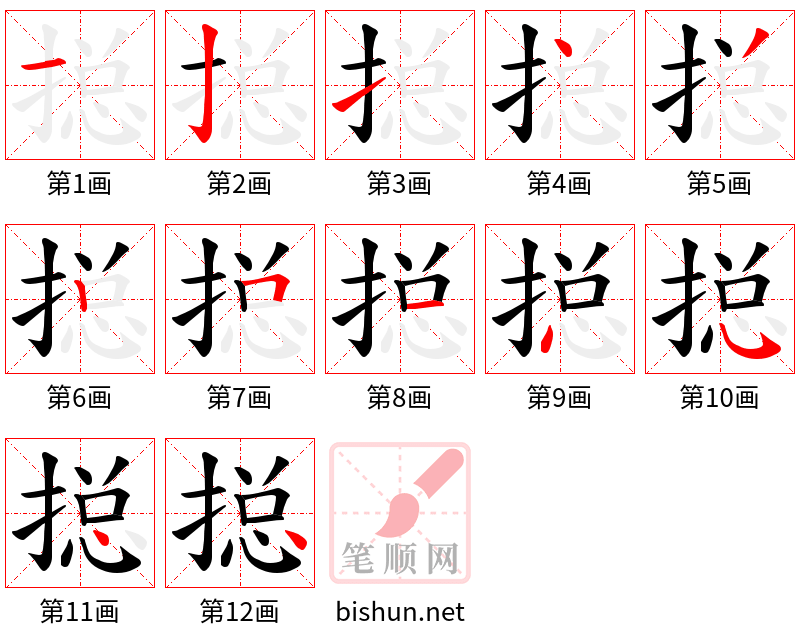 搃 笔顺规范