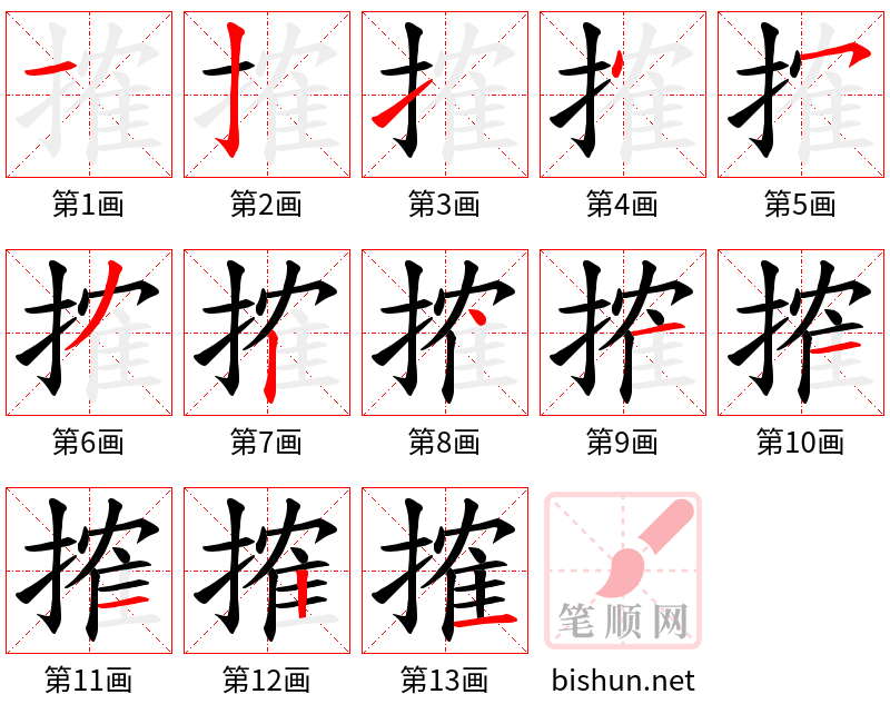 搉 笔顺规范