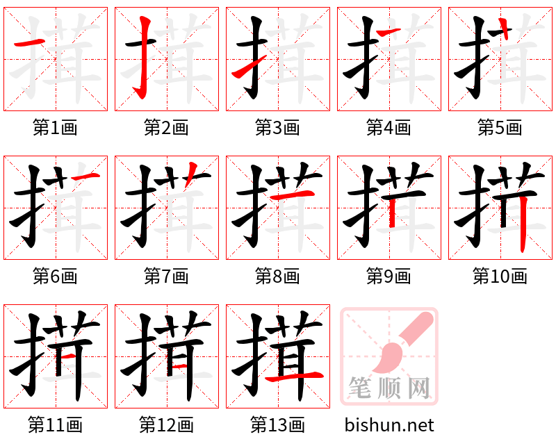 搑 笔顺规范