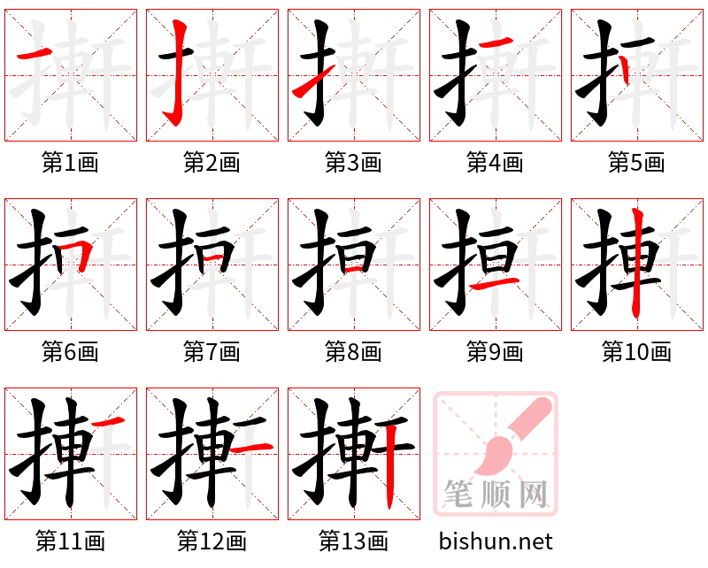 搟 笔顺规范