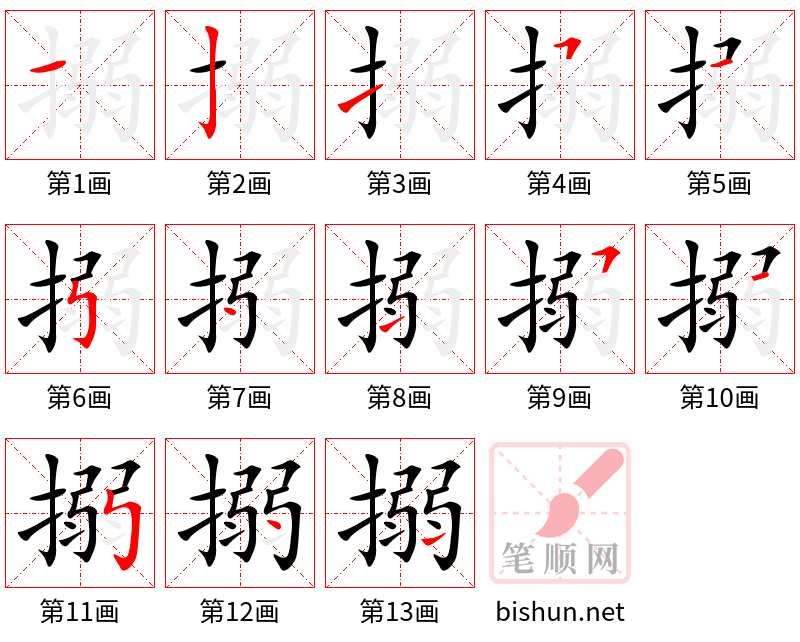 搦 笔顺规范