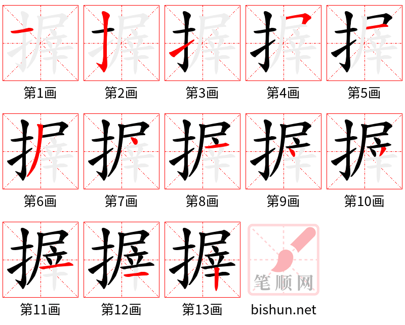 搱 笔顺规范