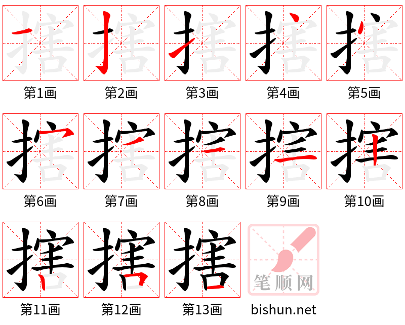 搳 笔顺规范