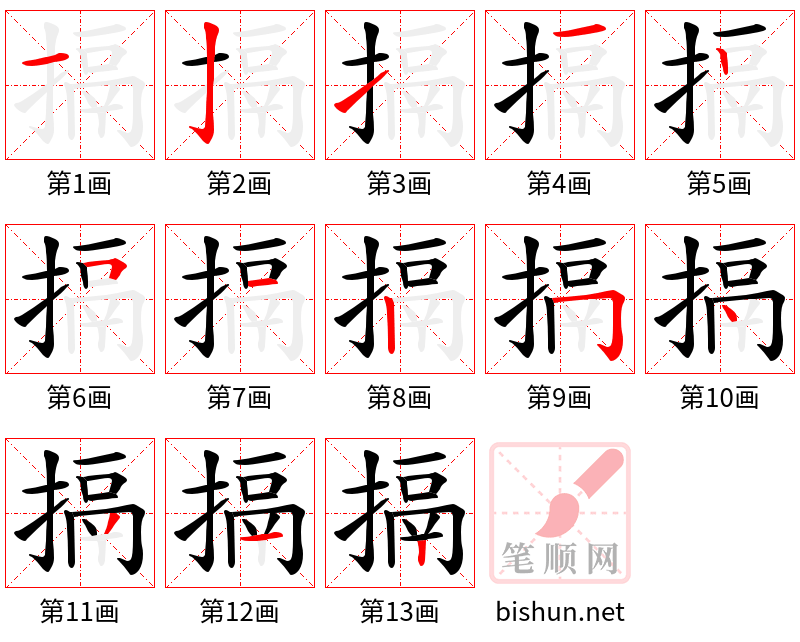 搹 笔顺规范