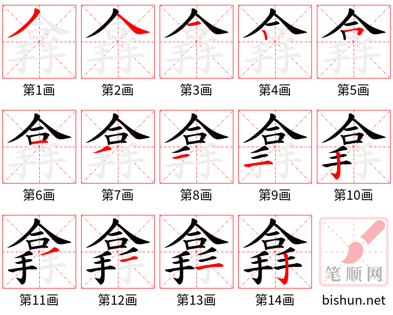 搻 笔顺规范