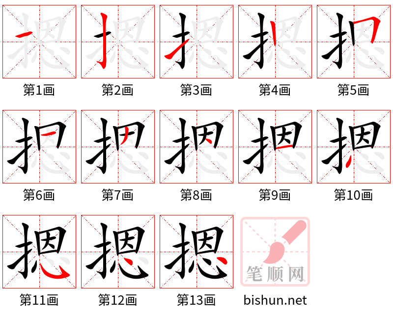 摁 笔顺规范