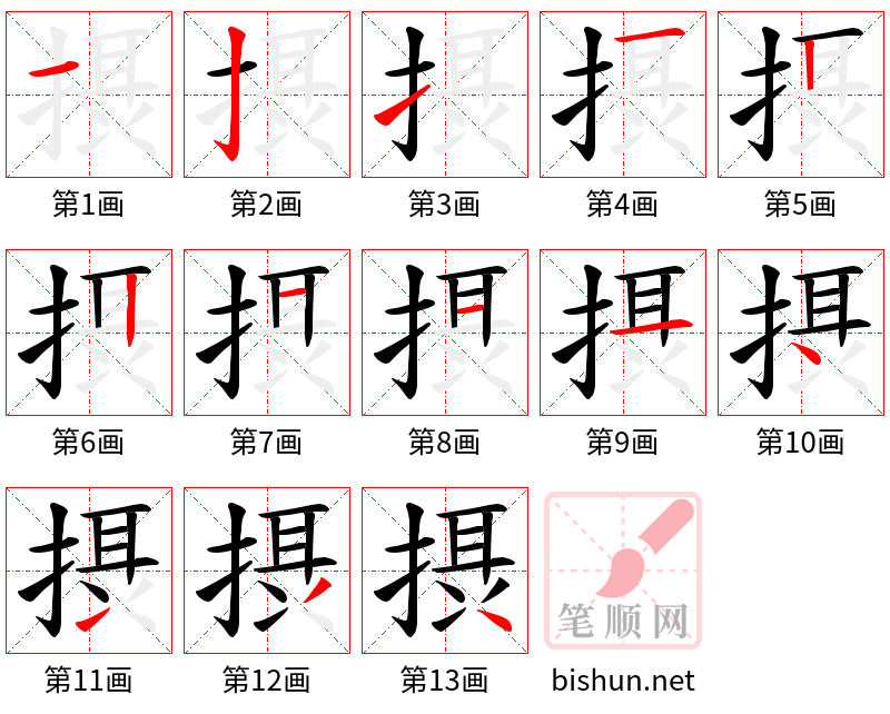 摂 笔顺规范