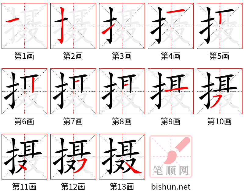 摄 笔顺规范