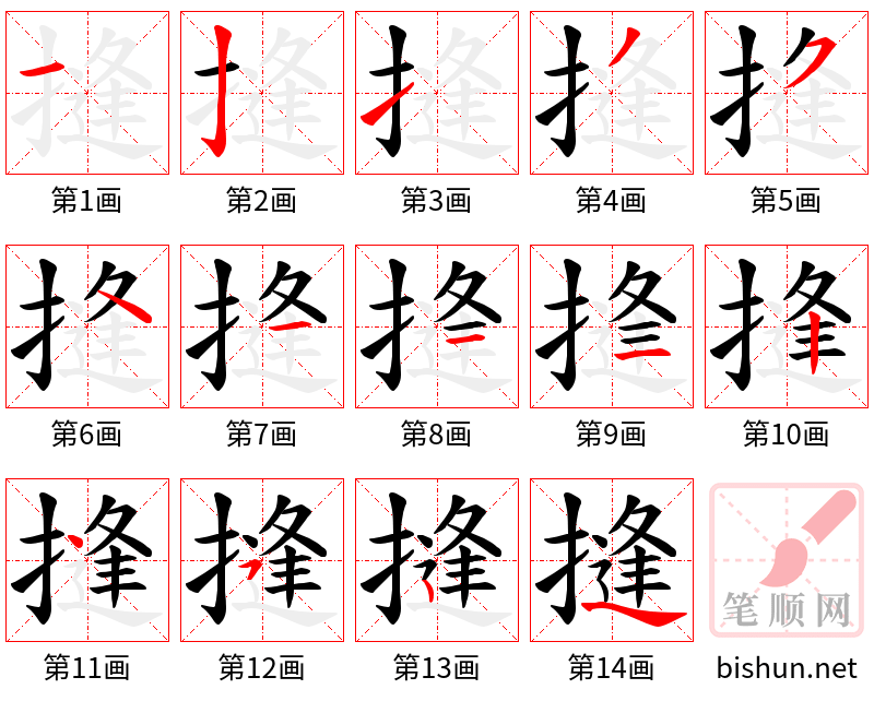 摓 笔顺规范