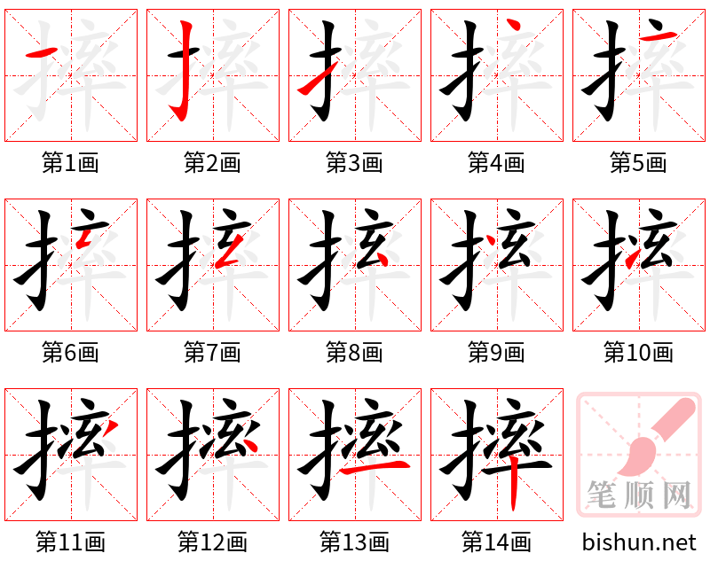 摔 笔顺规范