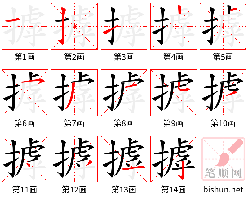 摢 笔顺规范