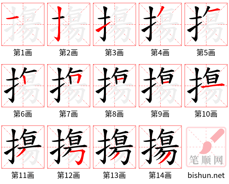 摥 笔顺规范