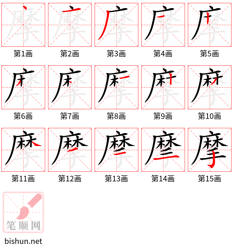 摩 笔顺规范