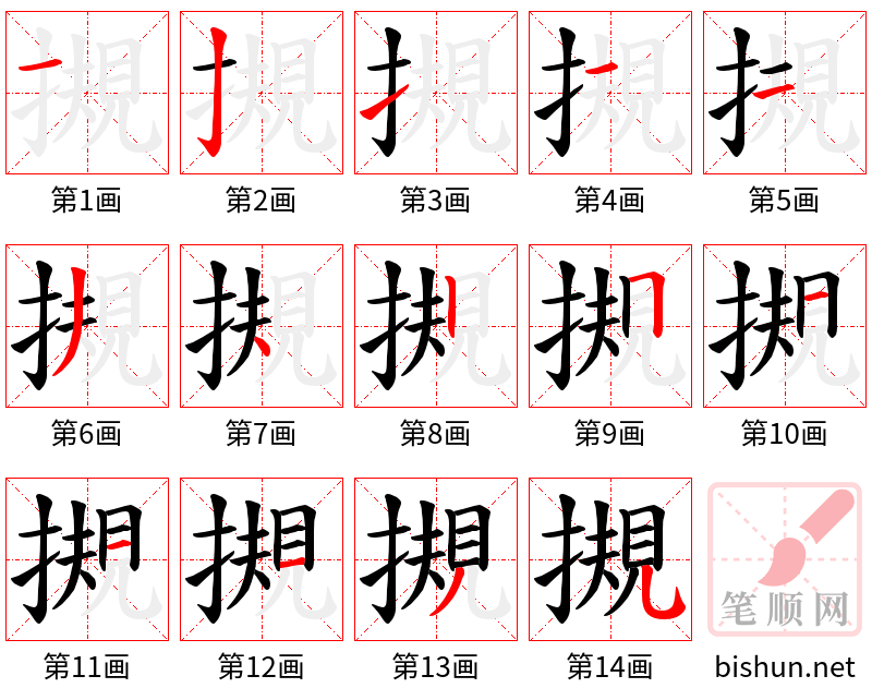 摫 笔顺规范