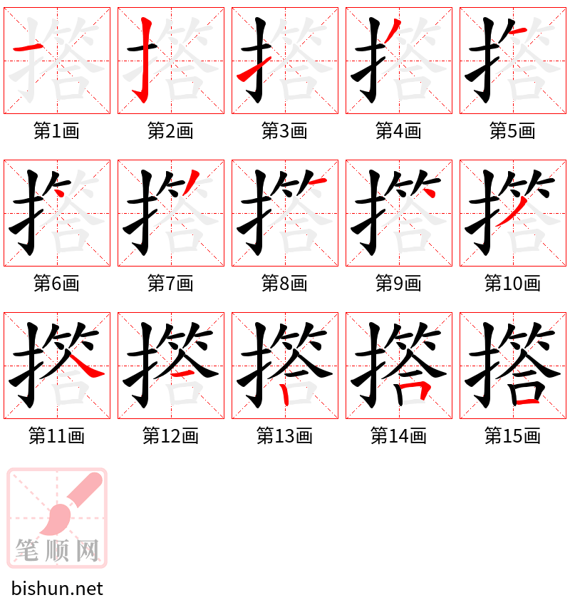 撘 笔顺规范