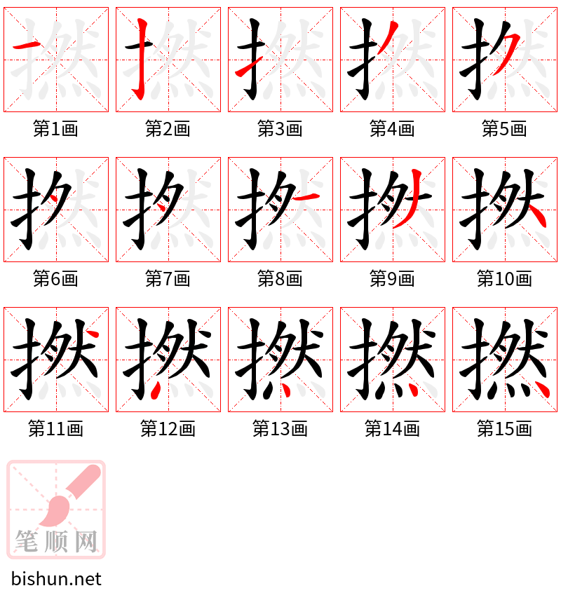 撚 笔顺规范