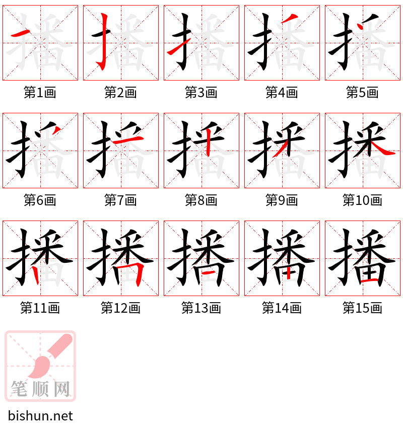 播 笔顺规范