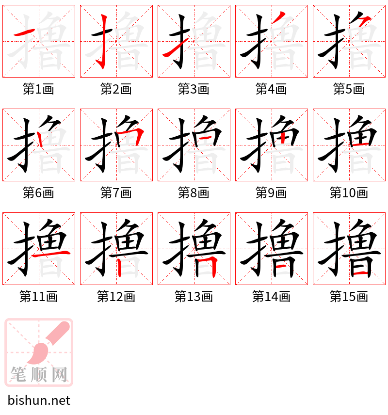 撸 笔顺规范