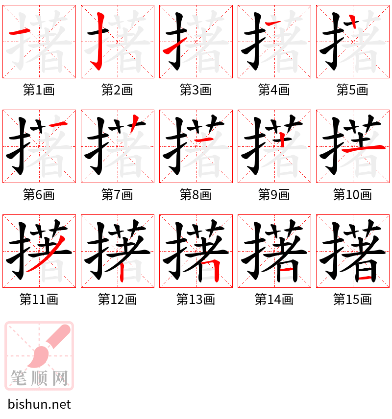 擆 笔顺规范