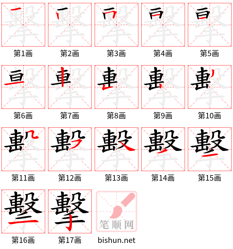 擊 笔顺规范