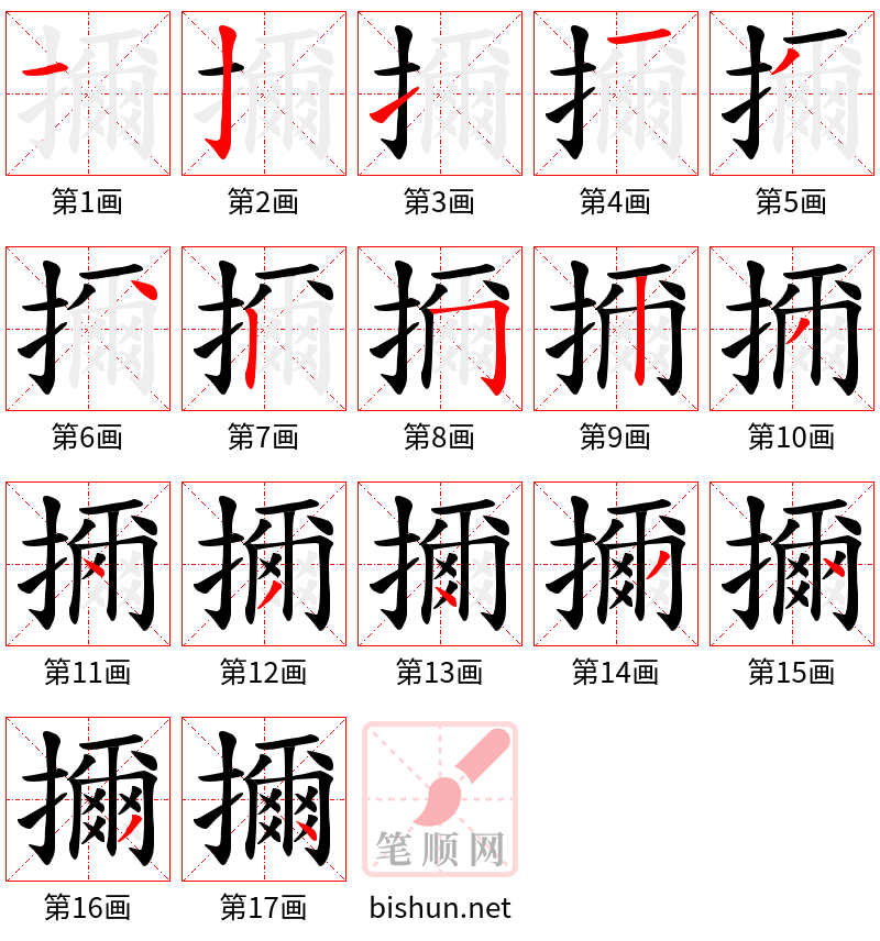 擟 笔顺规范