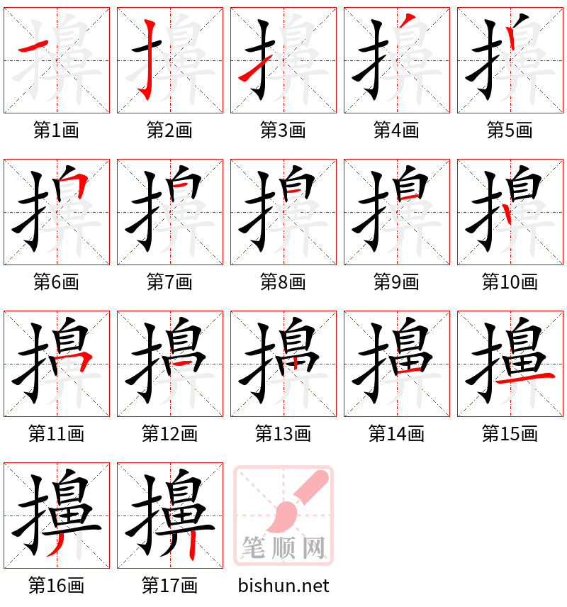 擤 笔顺规范