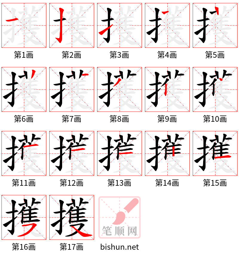 擭 笔顺规范